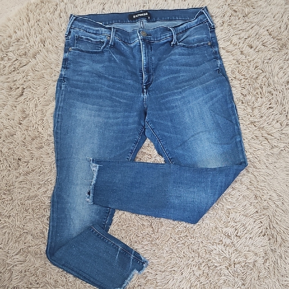 Express Classic Blue Ankle Legging Mid-Rise Jeans